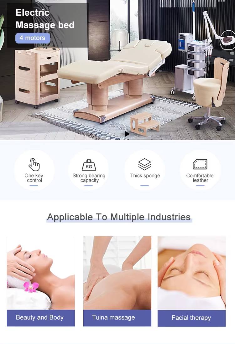 맞춤형 색상의 나무결 무늬 베이스 전동 마사지 테이블  - Wellness Spa And Massage 리뷰 및 가격